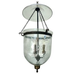 English Bell Jar Lantern with Etched Stars.