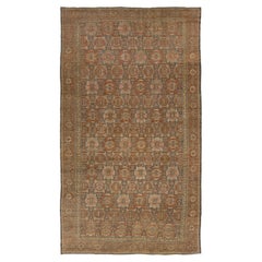Tappeto antico persiano in lana Malayer con disegno floreale, grigio e ruggine (circa 1890)