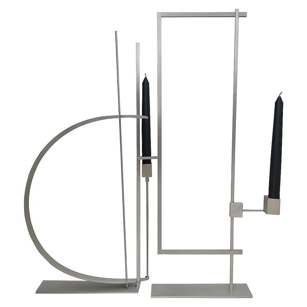 David Zelman Candelabri scultorei in acciaio inossidabile, circa 1980