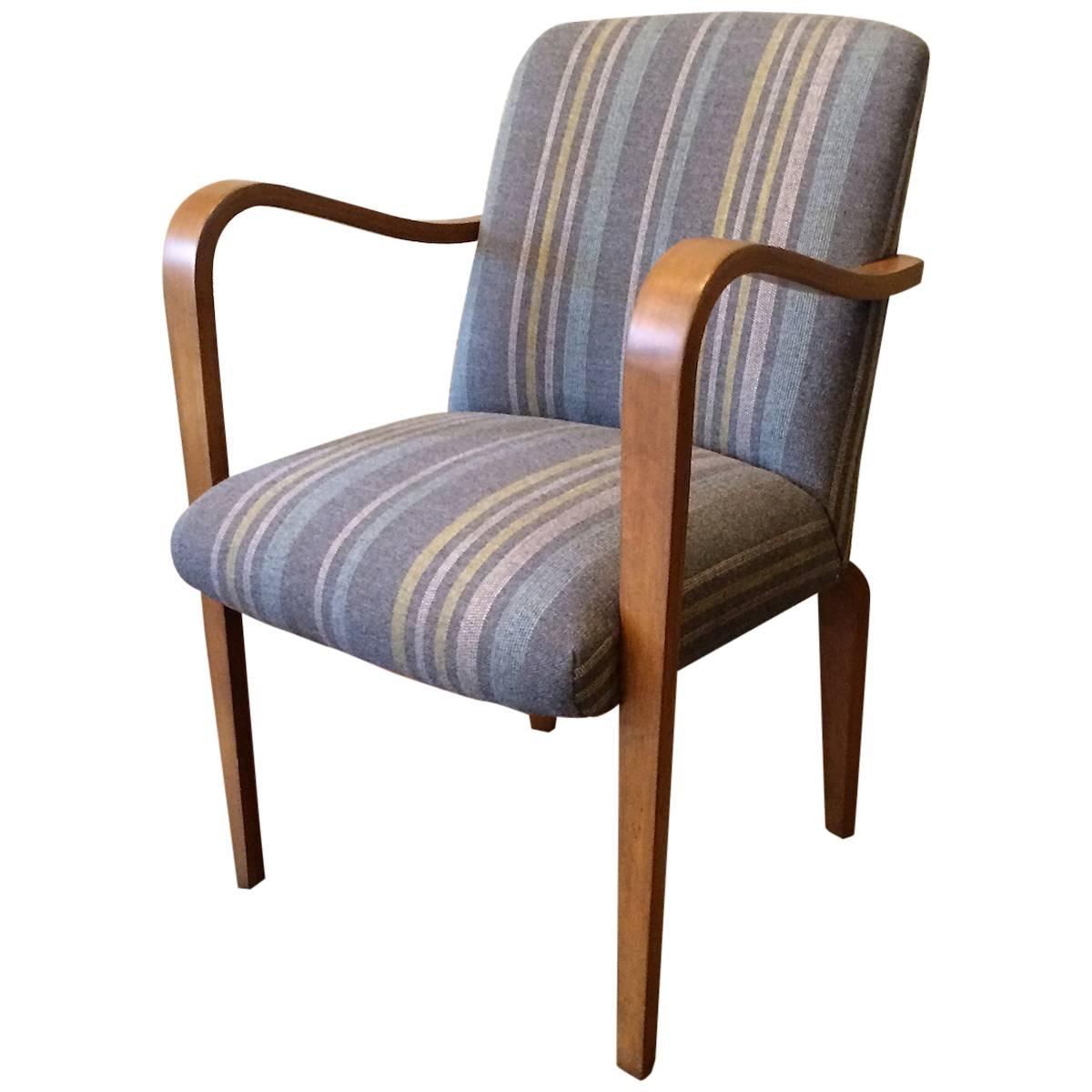 Upholstered Bentwood Maple Armchair by Thonet