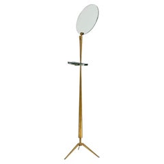 Max Ingrand for Fontana Arte, Round Makeup Mirror, Model 2248, France, c. 1960