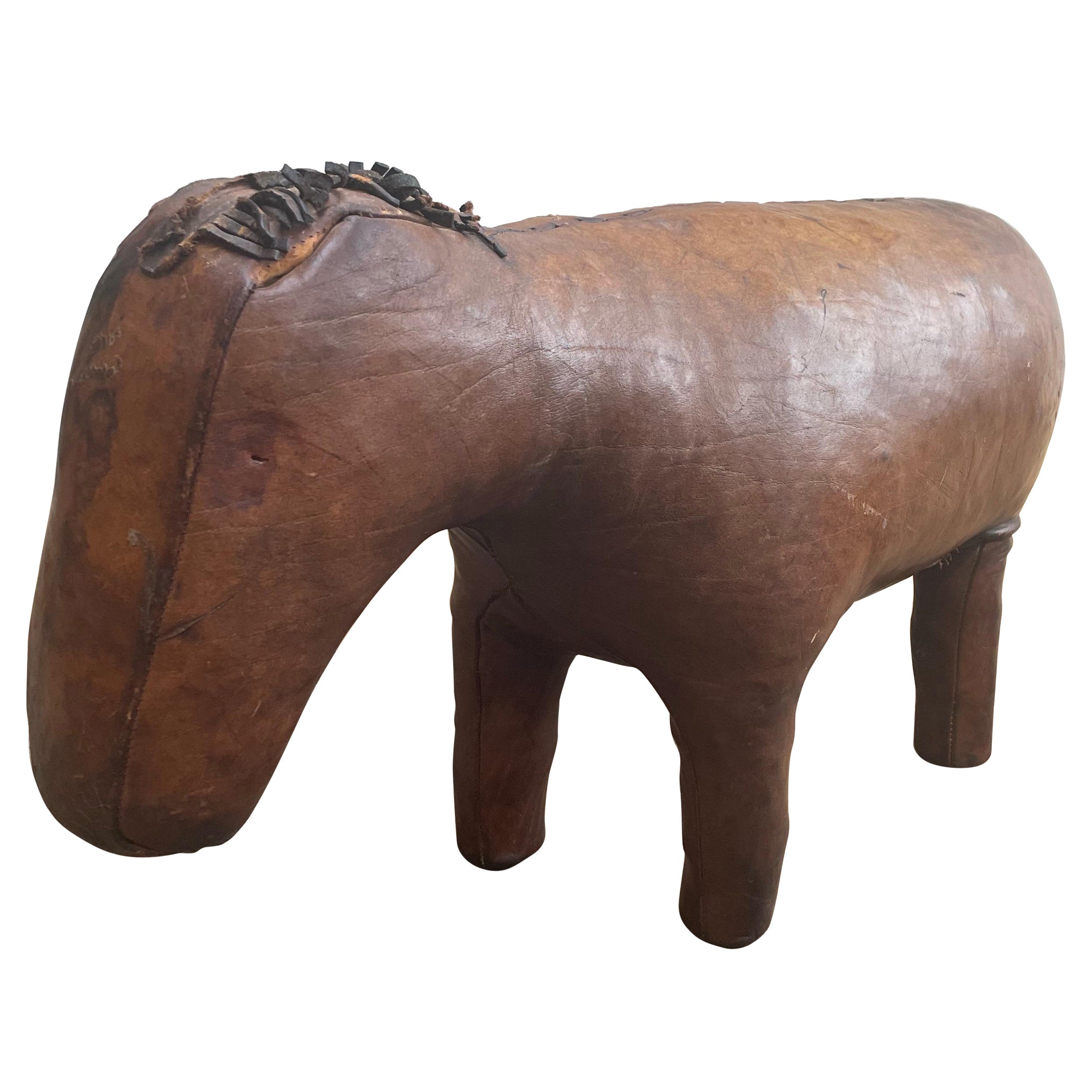 1960’s Dimitri Omersa for Abercrombie & Fitch Leather Donkey Footstool