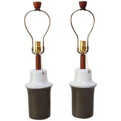 Pair of Dual-Tone Martz for Marshall Studios Ceramic Table Lamps