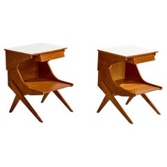 Italian Designer, Nightstands, Teak, Formica, Italy, 1950s