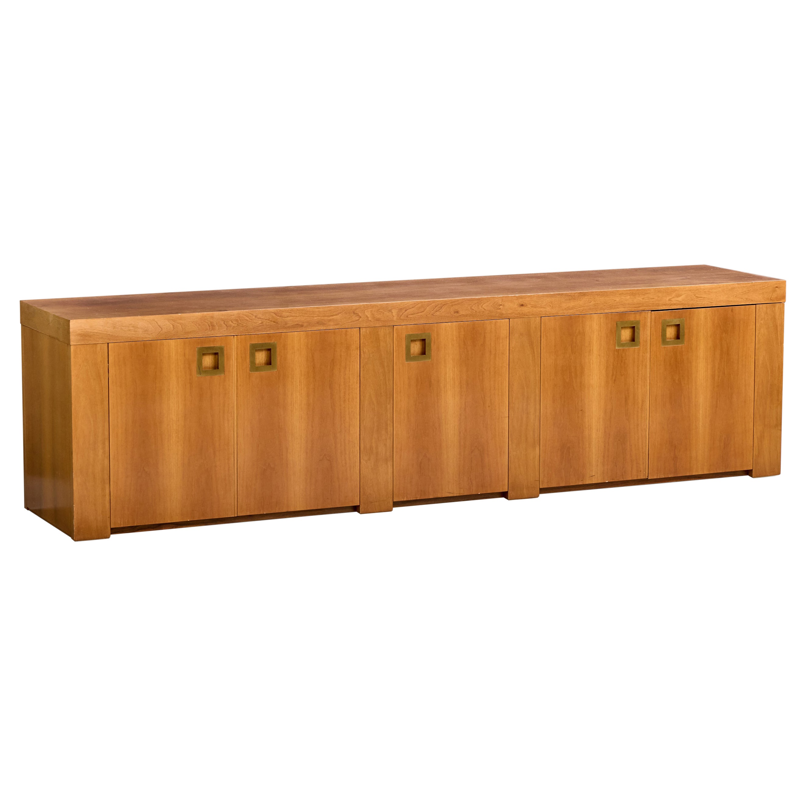 Designer italien, buffet, teck, laiton, Italie, 1970