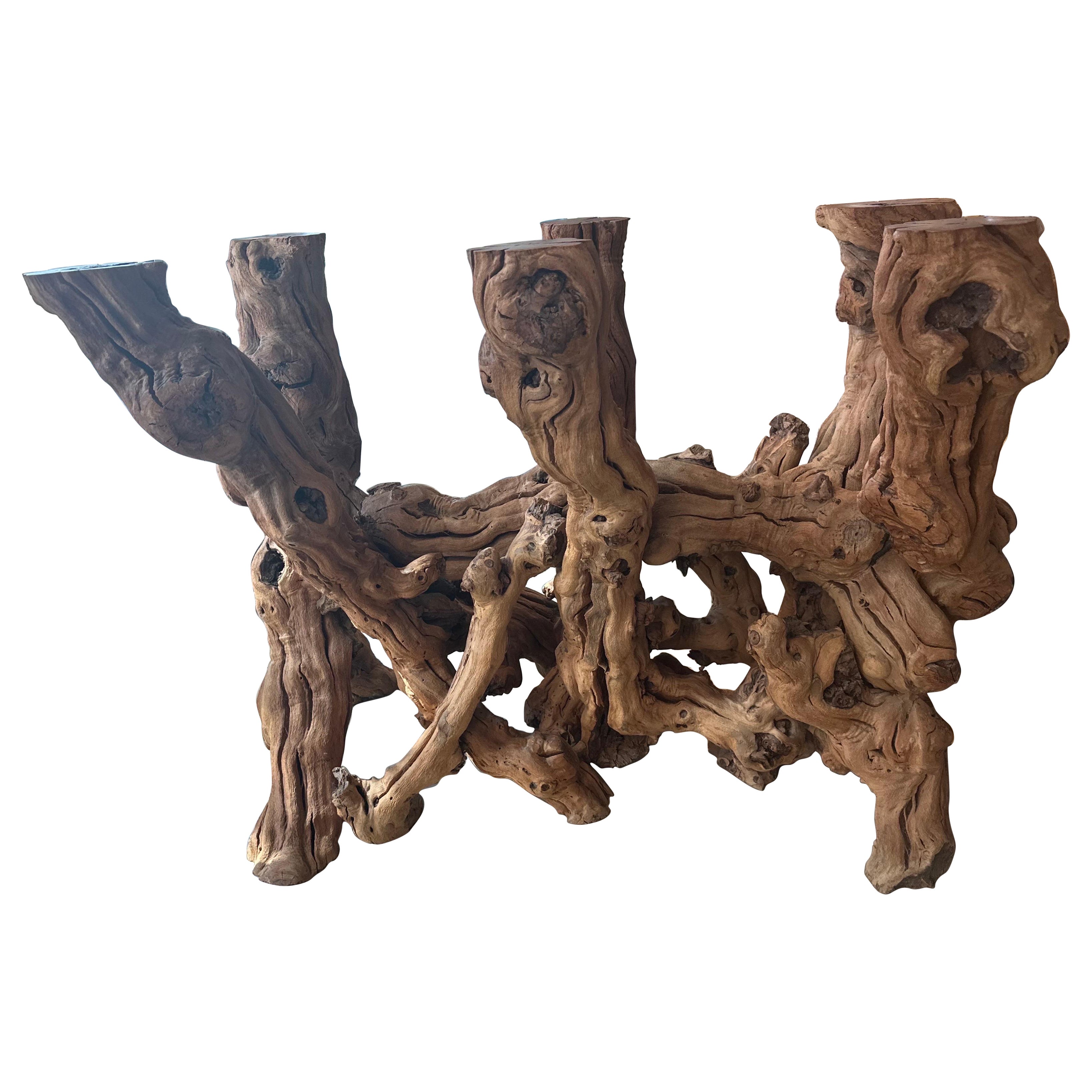 Vintage Coastal Freeform Cypress Root Burl Wood Driftwood Root Dining Table Base