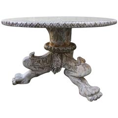 Italian Panted Dining Table with Antiqued Mirror Top