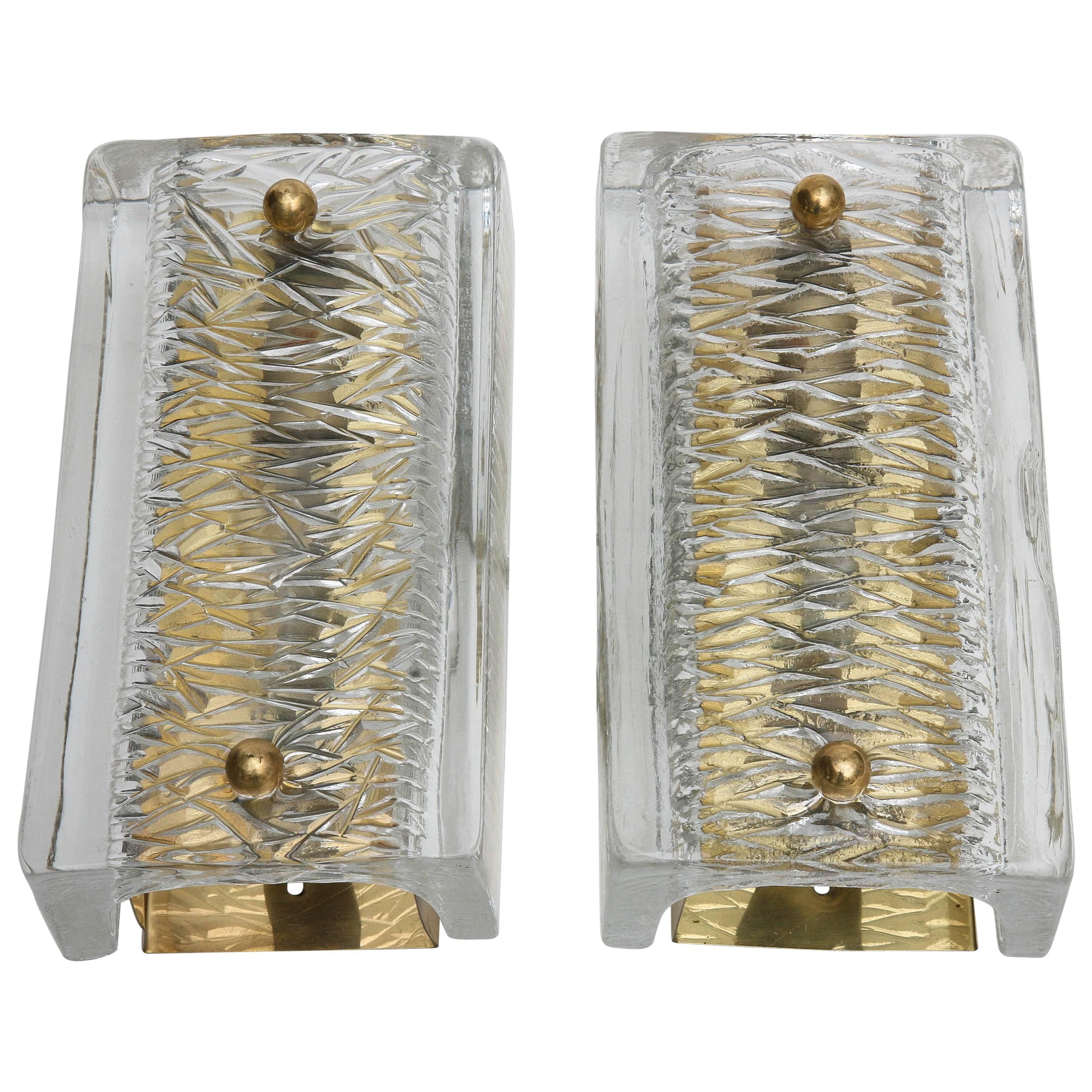 Pair of Orrefors Crystal Sconces by Carl Fagerlund, Swedish, 1960s