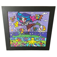 Romero Britto Signed Bazillion Art Limited Ed Serigraph Tina the Pirate Girl