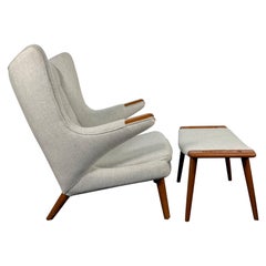 Hans Wegner's Papa Bear Chair and Ottoman for A.P. Stolen Denmark, 1950's
