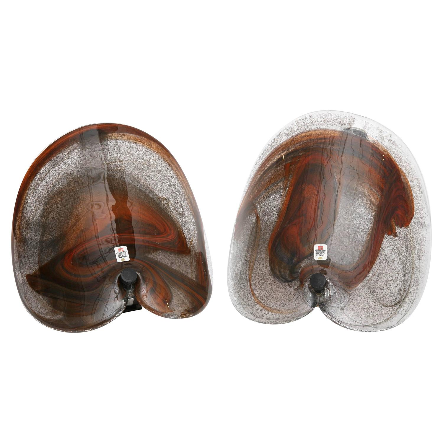 Pair of Per Lutken Brown Glass Sconces by Holmegaard, Swedish, 1970s For Sale at 1stdibs