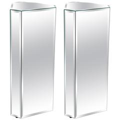 Pair of Triangular Shaped Mirror Pedestals with Beveled Edges 3