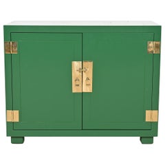 Henredon Mid-Century Hollywood Regency Campaign Bar Cabinet, Newly Refinished