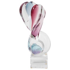 Multi-Colored Lucite Figural Sculpture of Two Lovers Embracing by Michael Bene