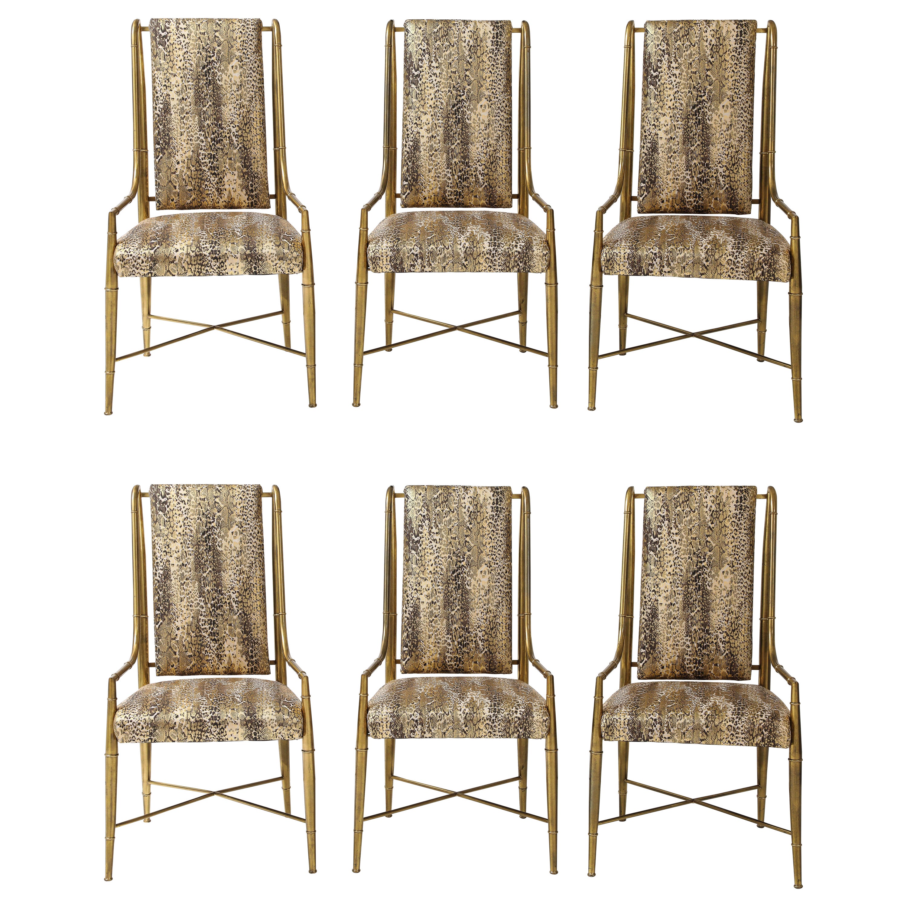 6 Weiman/Warren Lloyd/Mastercraft Brass Imperial Dining Chairs