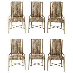 6 Sillas de comedor Weiman/Warren Lloyd/Mastercraft Imperial de latón