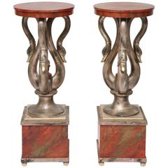 Pair of Neoclassical, French Empire Style Swan Pedestals, Isabel O'neil Studio