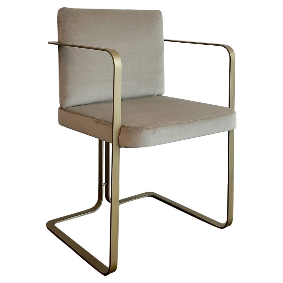 Set of Eight Upholstered Velvet and Bronze Dining Chairs, Lazzarini & Pickering