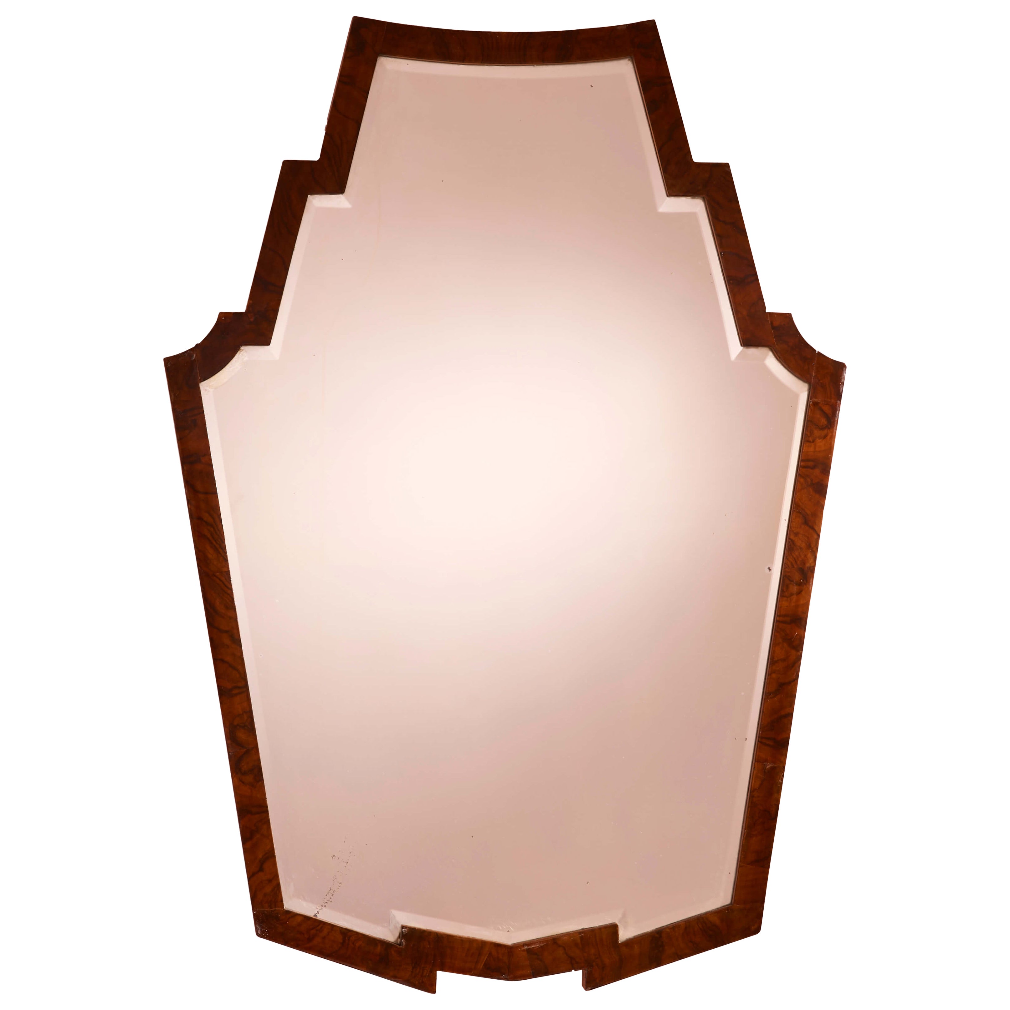Osvaldo Borsani mirror with walnut frame and shaped mirrored glass, Italy, 1940s