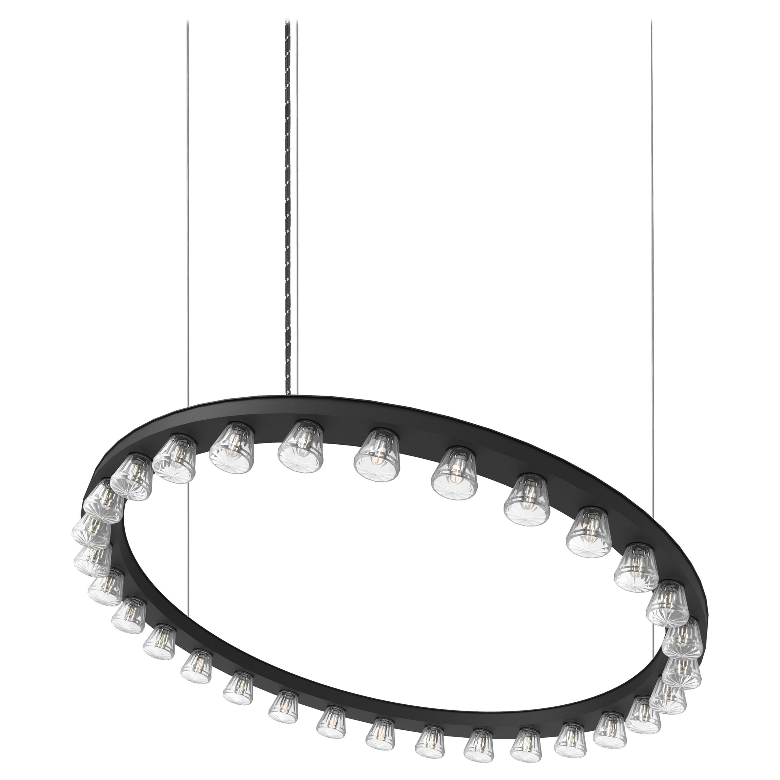Lampada a sospensione Halo Medium in alluminio anodizzato nero di JSPR