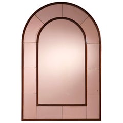 Gran espejo de estilo racionalista, cristal espejado y madera, Italia, años 30