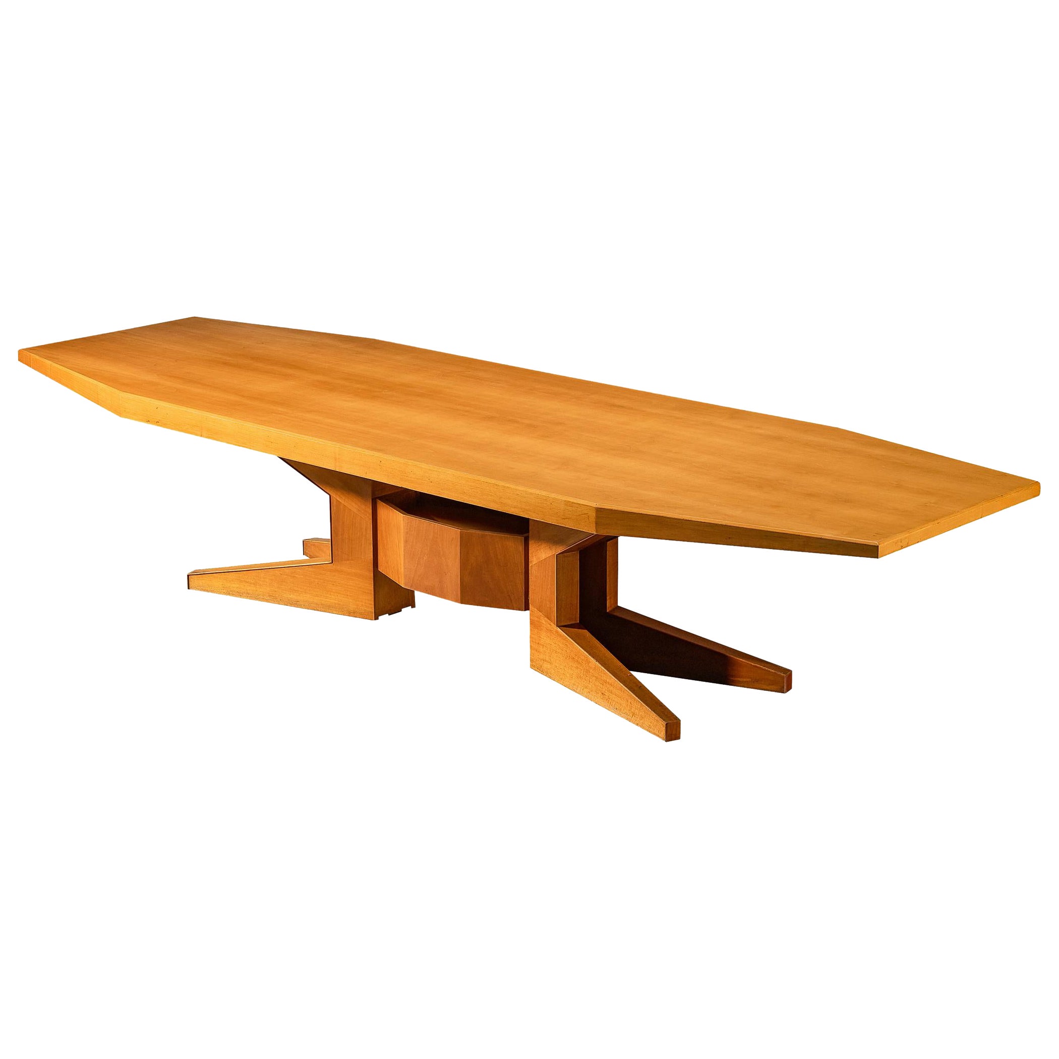 Large Mid-Century Modern Architectural Dining or Conference Table in Walnut