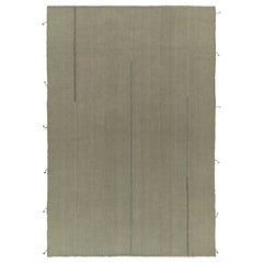 Rug & Kilim's Custom Kilim in Beige-Brown and Blue, Panel Woven style