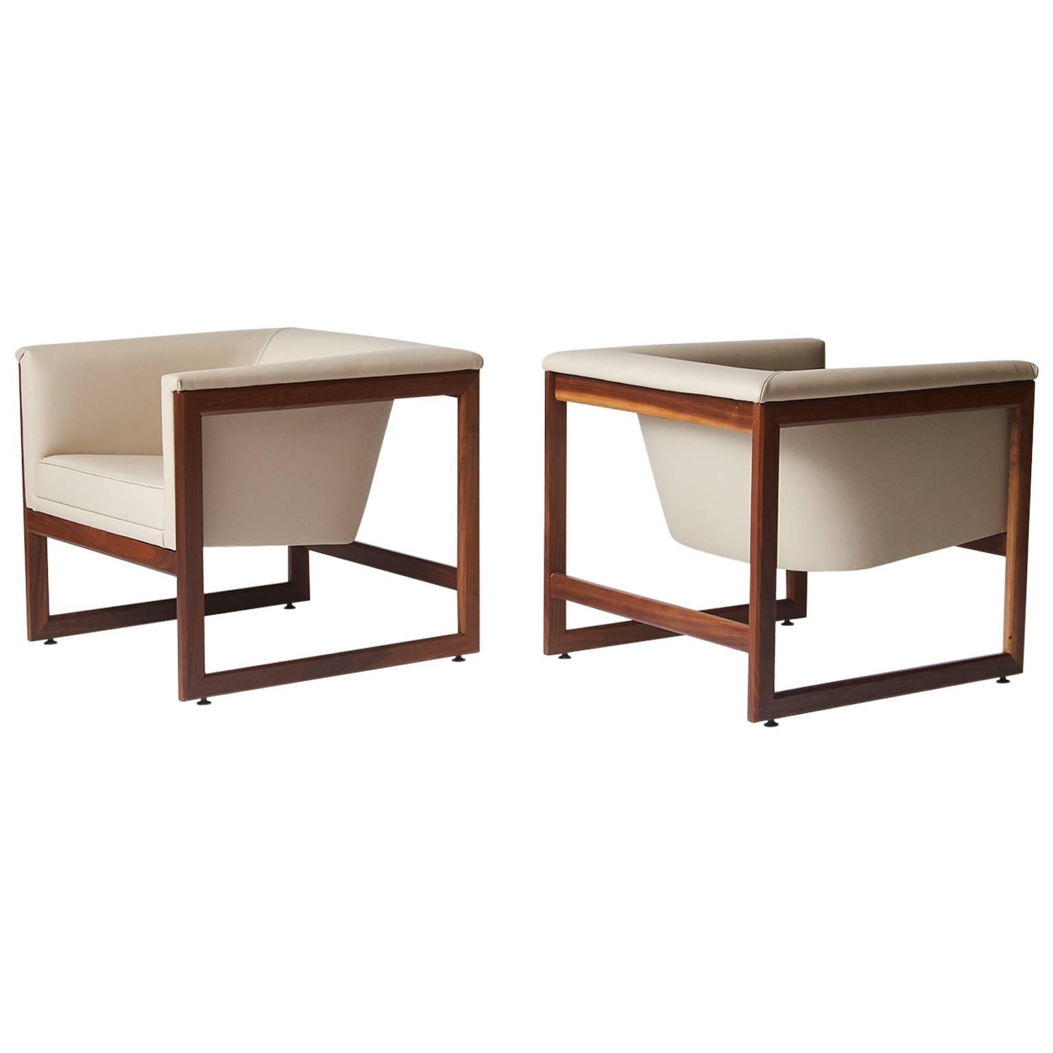 Pair of Floating Cube Chairs by Milo Baughman