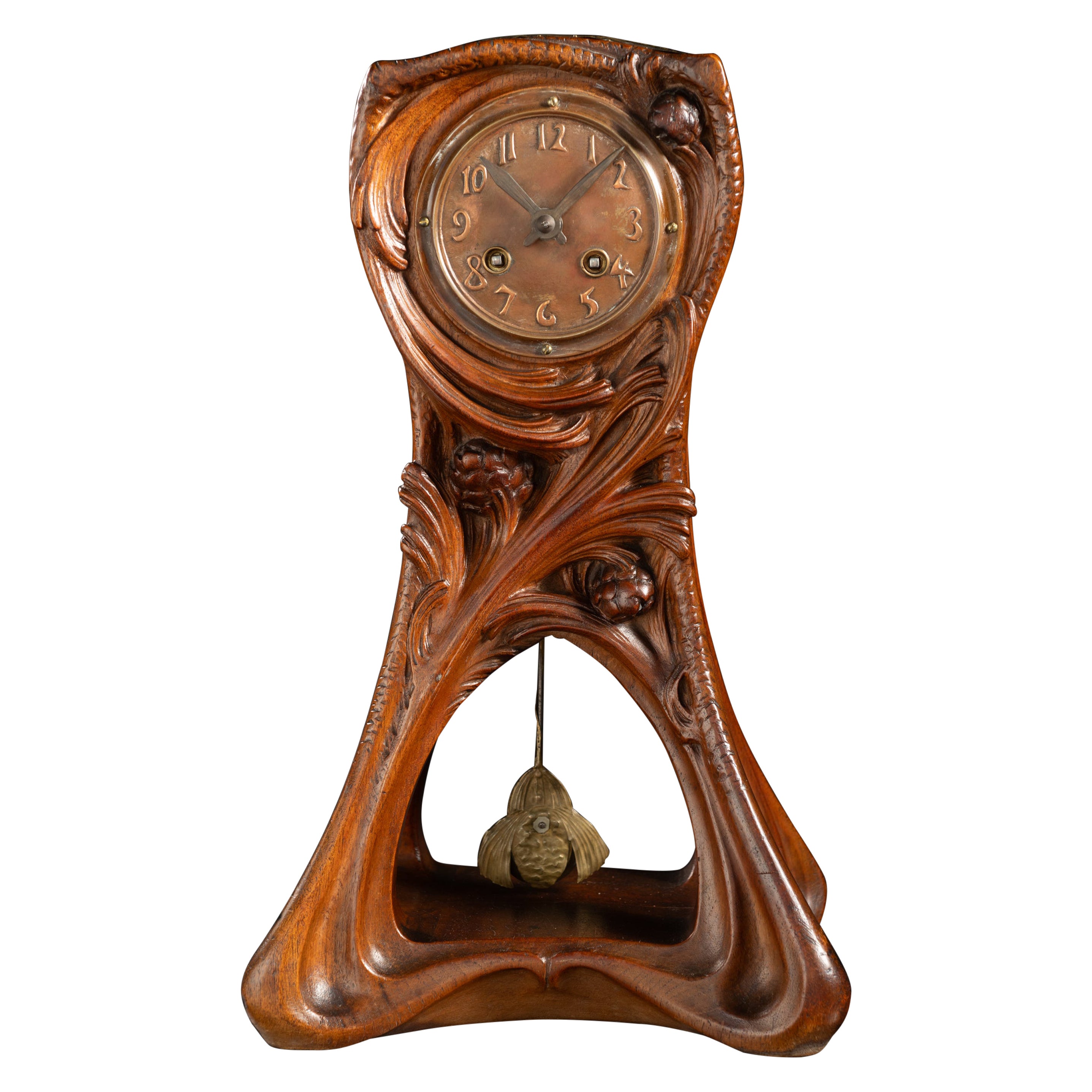 Art Nouveau Conifer Clock by Joself Kratina