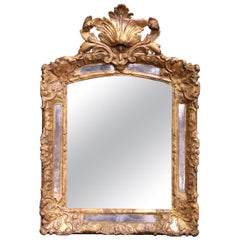 18th Century French Régence Carved Giltwood Overlay Wall Mirror from Provence