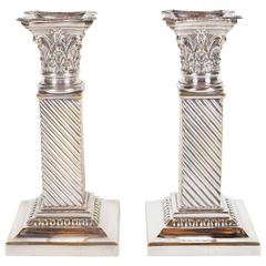 Gorgeous Pair of Silver Plated Candlesticks with Corinthian Capitals