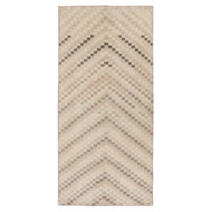 Vintage Zeki Müren Rug in Beige-Brown Geometric Patterns by Rug & Kilim