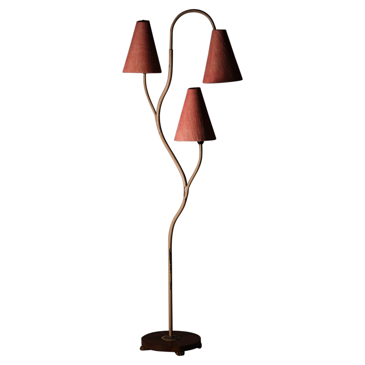 Schwedische organische dreiarmige Stehlampe der Designerin, 1940er-Jahre