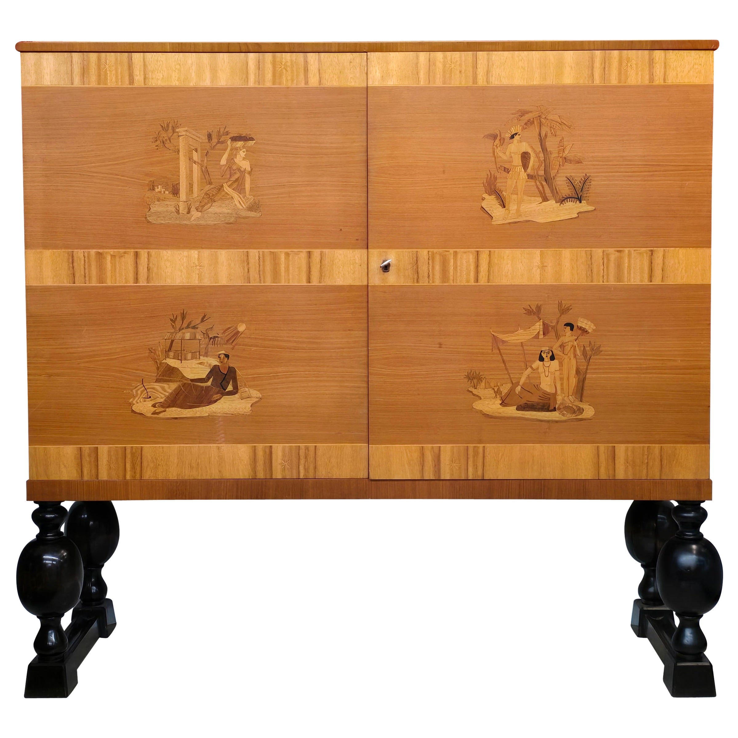 Armadio intarsiato in stile Deco svedese di Reiners