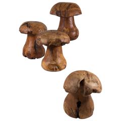 Vintage Two Rootwood Mushroom Shaped Stools