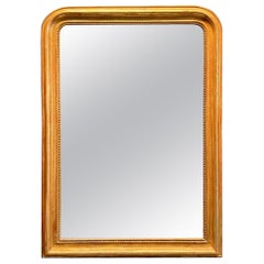 19th Century Gold French Louis Philippe Mirror with Line Pattern