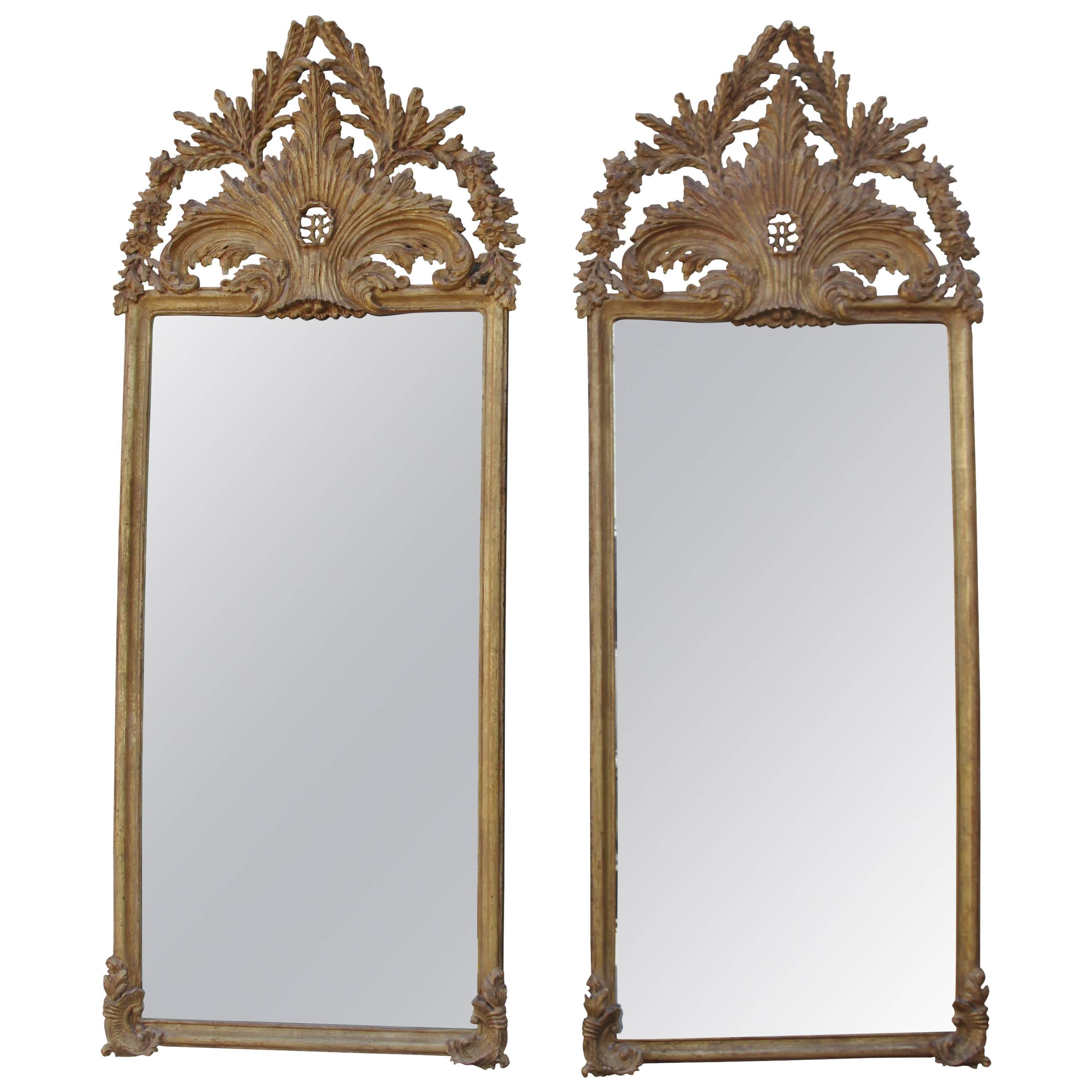 Pair of Italian Carved Giltwood Mirrors