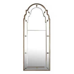 Dennis & Leen Queen Anne Giltwood Sectioned Mercury Glass Mirror