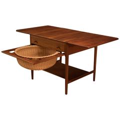 Danish Hans Wegner Teak Sewing Table