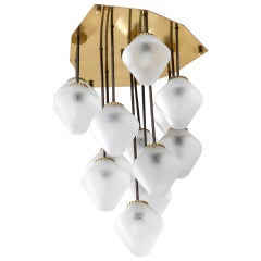 20e siècle, Attribué à Stilnovo Lampe suspendue à 13 lumières
