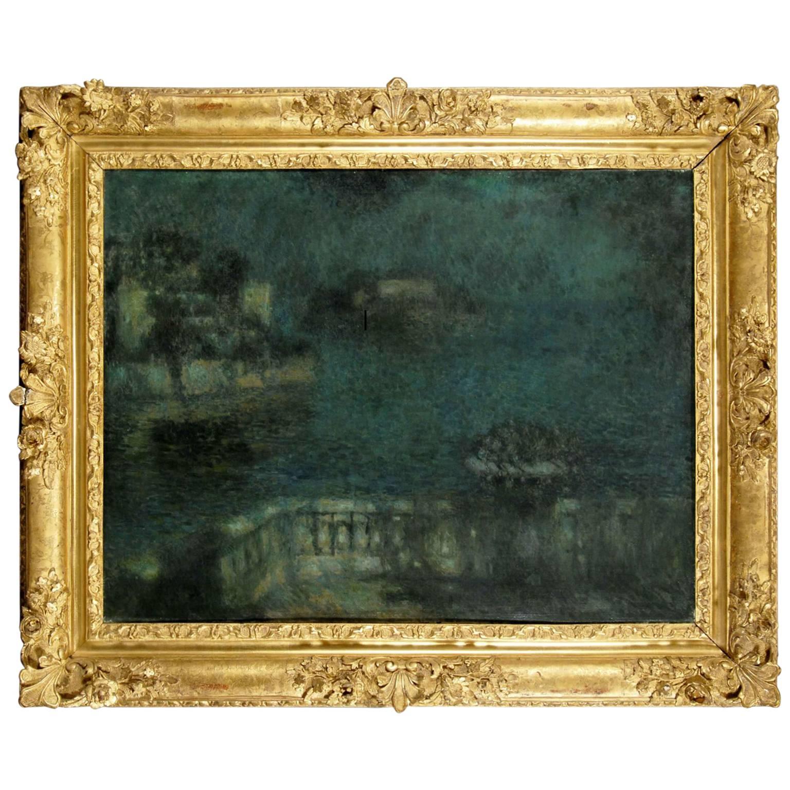 Henri Le Sidaner Painting "La Vasque au clair de lune, Stresa" For Sale