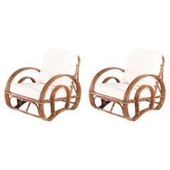Pair of rattan « bretzel » armchairs
