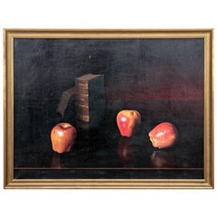 Nature morte italienne par P. Fortunato Italie, 20 C. Nature morte Pommes Peinture à l'huile