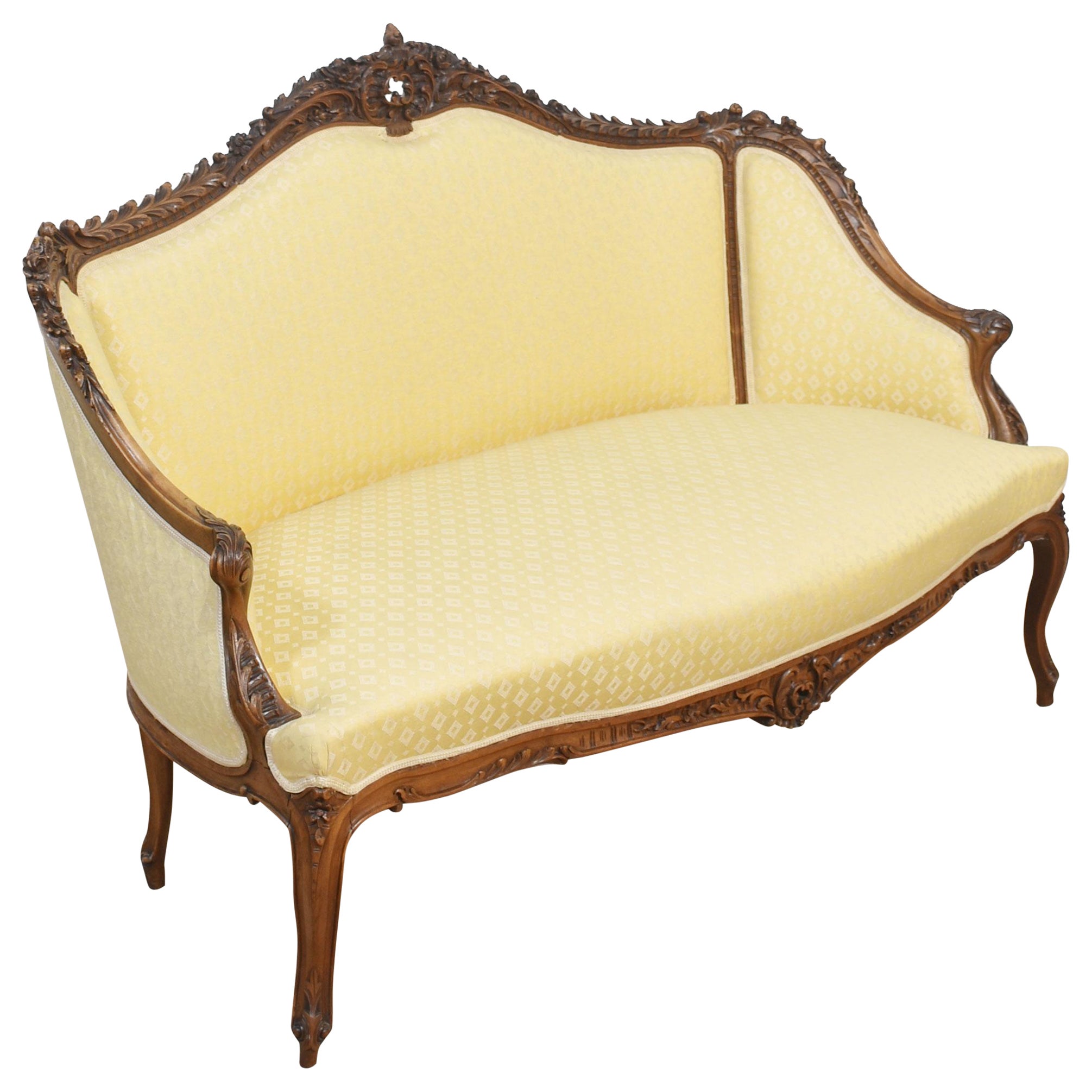 Walnut framed two-seater settee
