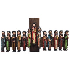 Hand-Carved Wooden Relief Last Supper