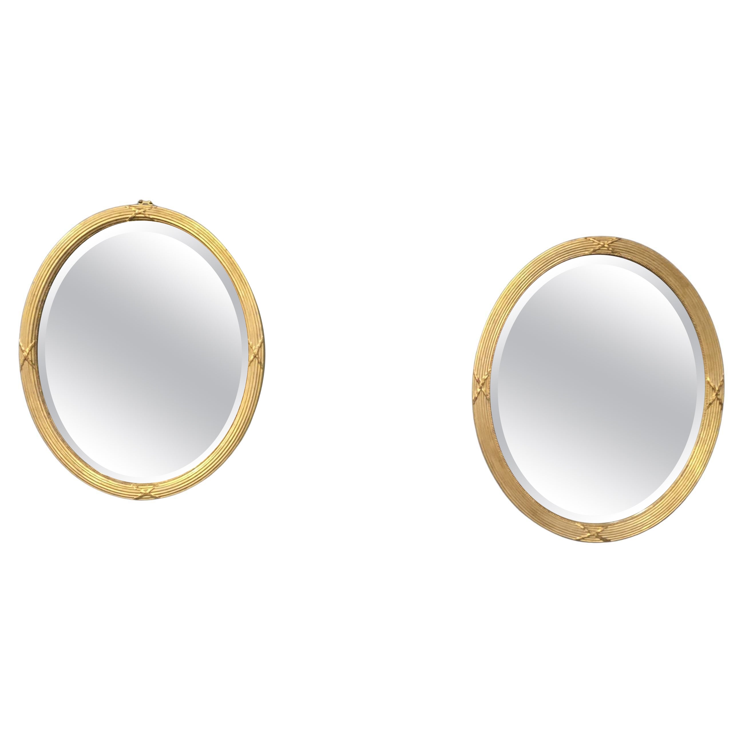 Pair Victorian Oval Gilt Mirrors
