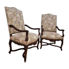 Vintage Drexel Heritage French Provincial Louis XV Style Armchairs - Pair