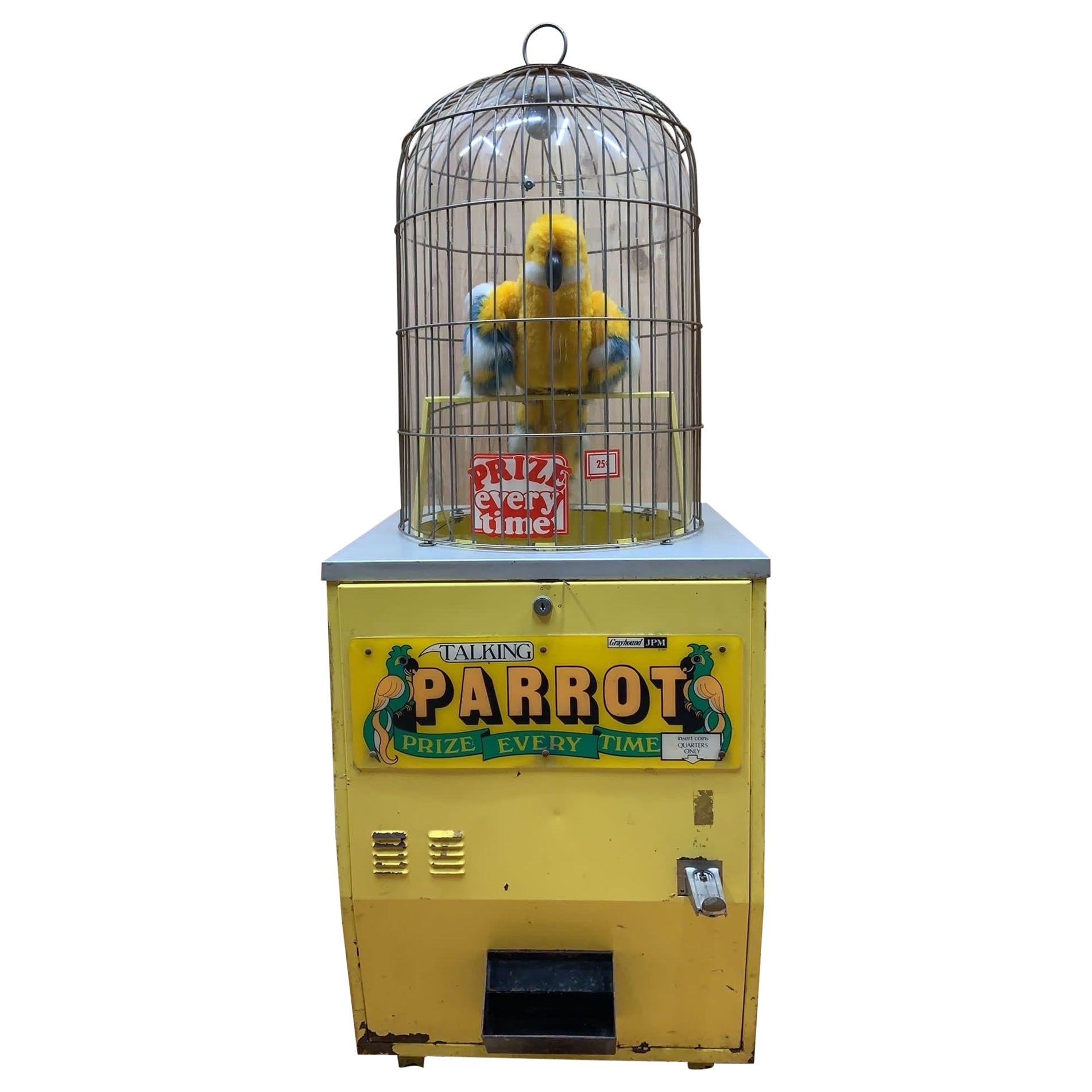 Grauer Hund, sprechender Papagei, Preis für alle Zeiten, Vending Machine