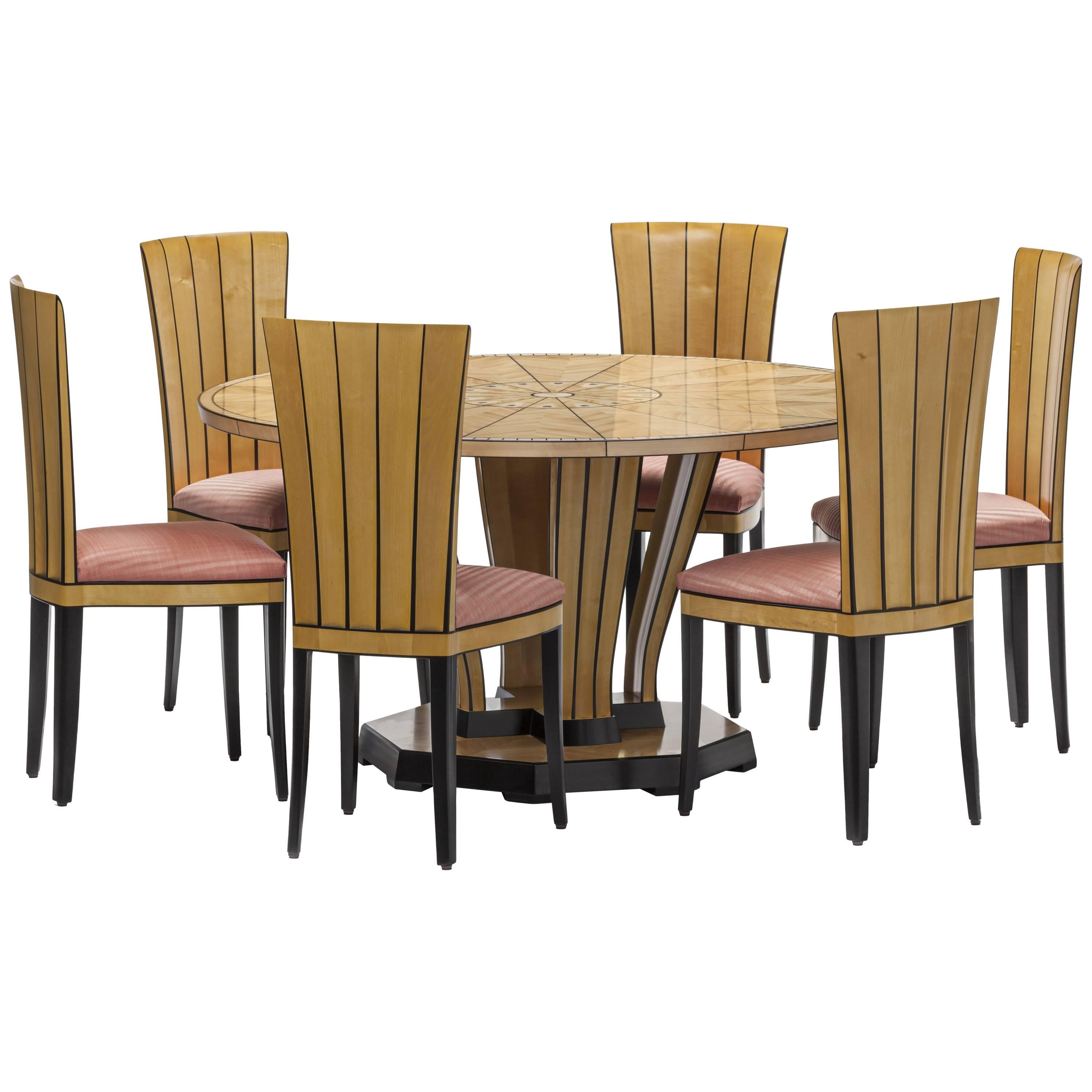 Dining Table, Eliel Saarinen Design, 1929 for Saarinen House, Wooden Inlays For Sale