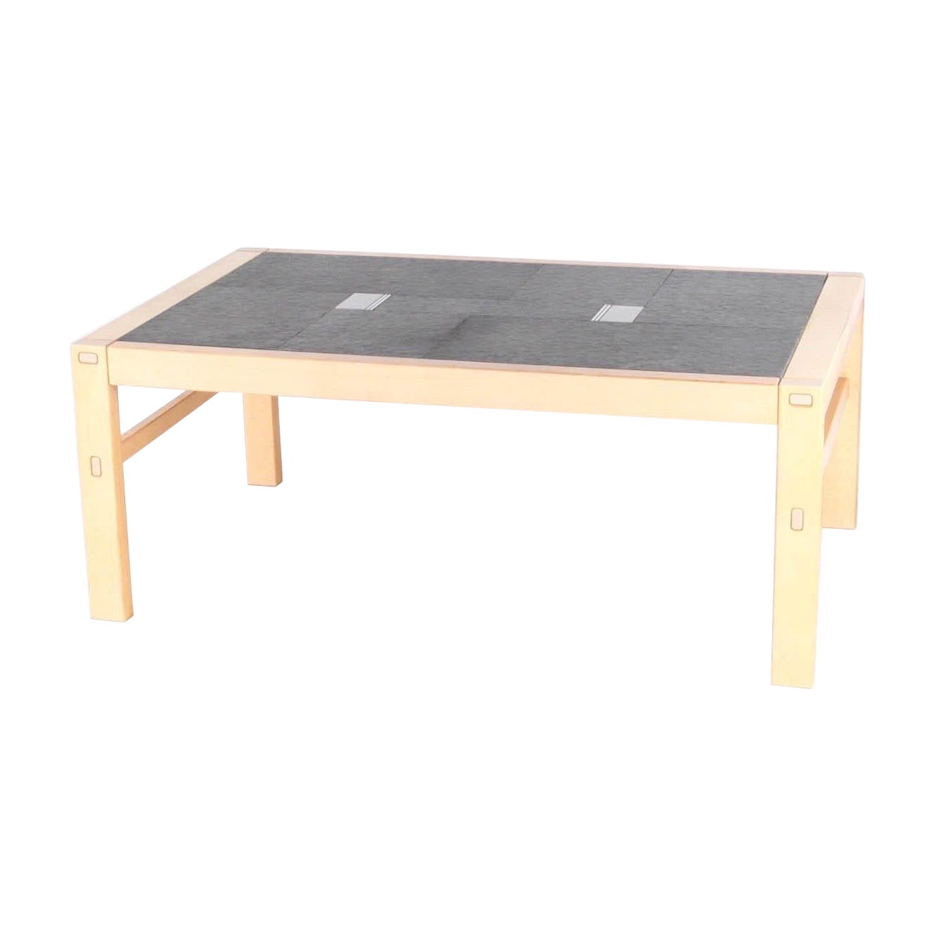 Table basse en bois avec plateau en ardoise